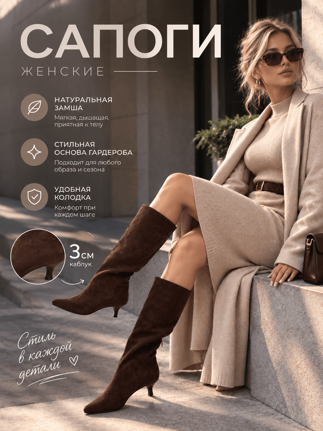 Пример карточки товара, созданной в Cards Master: Обувь на модели